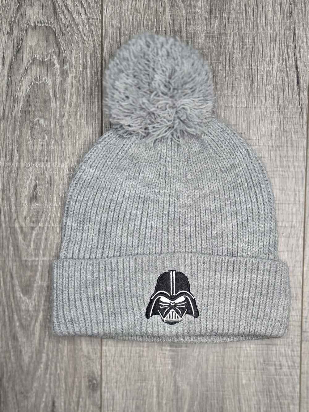 GAP Kids Star Wars Darth Vader Gray Pom Knit Beanie 53-55cm Youth M